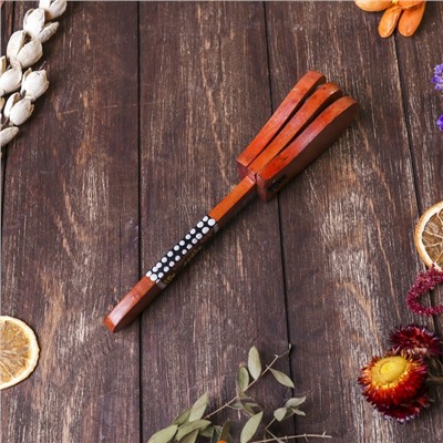 Сувенирный музыкальный инструмент «Кастаньет с узором», 4×5×23 см, дерево