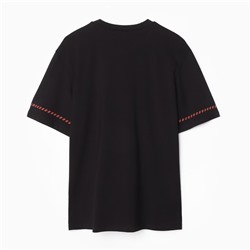 Футболка женская с красным кантом Basic line чёрная, размер 44