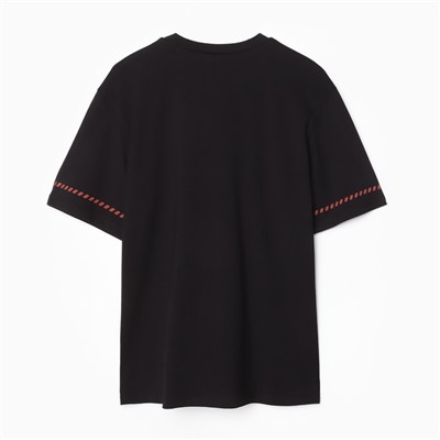 Футболка женская с красным кантом Basic line чёрная, размер 44