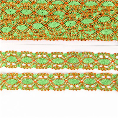 Тесьма плетёная оранжево-зелёная, в рулоне 20 метров