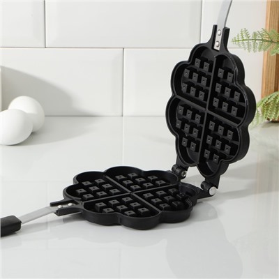 Сковорода вафельница Доляна «Венские вафли», d=14 см, пластиковая ручка, чёрная