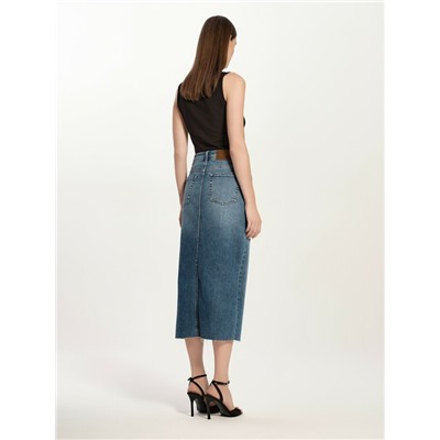 CONTE CON-764 Джинсовая юбка-midi из eco-friendly денима с разрезом