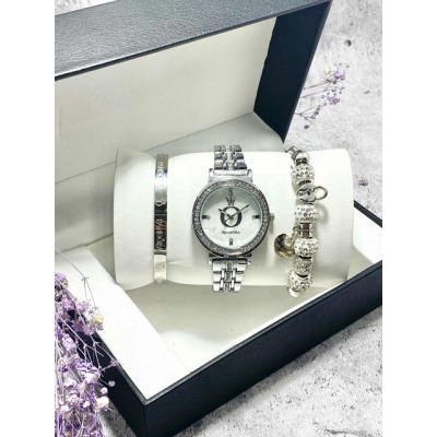 Подарочный набор для женщин часы, 2 браслета + коробка #22864460