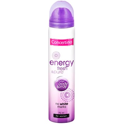 Дезодорант-спрей женский Concertino Enegry Fresh & Pure Парфюмированный, 75мл