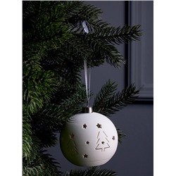 Ёлочный шар «Ёлки», 9×9×9.8 см, 1 LED, керамика, от батареек LR44×2, свечение тёплое белое
