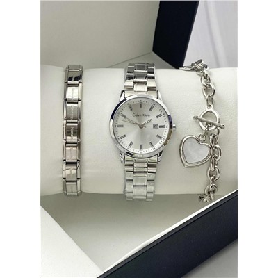 Подарочный набор для женщин часы, 2 браслета + коробка #22853083