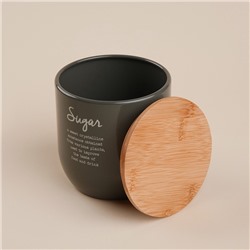 Банка для сахара SL Home, 12×12 см, с бамбуковой крышкой, серая