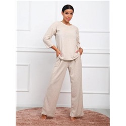Костюм женский махровый с брюками палаццо КЖ017 (Бежевый)
