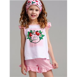 Комплект трикотажный для девочек: фуфайка (футболка), шорты