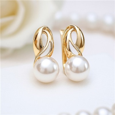 Серьги коллекция "Xuping" покрытие позолота 18К, вставка: искусственный жемчуг, арт.101.139