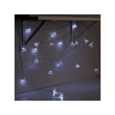 Гирлянда «Нить» 4 м с насадками «Колокольчик», IP20, прозрачная нить, 20 LED, свечение белое, 8 режимов, 220 В