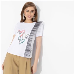 Футболка с декором из сетки, Завоюй меня (heart)