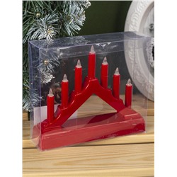 Светодиодная фигура «Красная рождественская горка», пластик, батарейки ААх2 (не в комплекте), свечение тёплое белое