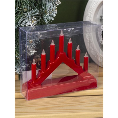 Светодиодная фигура «Красная рождественская горка», пластик, батарейки ААх2 (не в комплекте), свечение тёплое белое