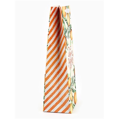 Пакет подарочный новогодний под бутылку «Апельсины», 13×36×10 см