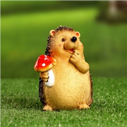 Садовая фигура из полистоуна «Ежик с мухомором», 11×8×9 см