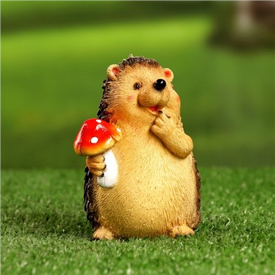 Садовая фигура из полистоуна «Ежик с мухомором», 11×8×9 см