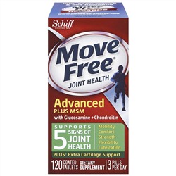 Schiff, Move Free, Advanced Plus MSM с глюкозамином и хондроитином, 120 таблеток в оболочке