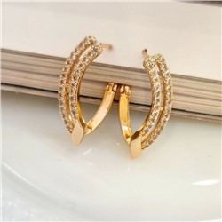 Серьги ювелирная бижутерия коллекция "Дубай" покрытие: позолота, вставка: фианиты, 5808, арт. 216.374