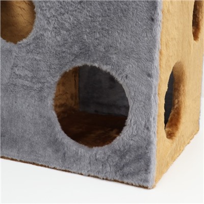 Домик для кошек «Кубик с лапкой», с игрушкой, 40×40×40 см