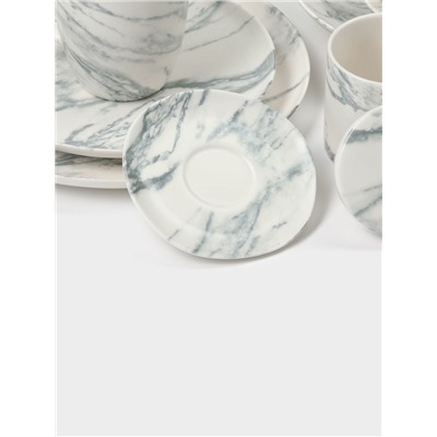 Кружки Magistro Real Marble, 400 мл, набор 2 шт., фарфор, белые