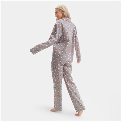 Пижама новогодняя женская (рубашка, брюки) KAFTAN «Зайка», серая, размер 40-42