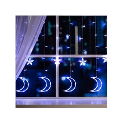 Гирлянда «Бахрома» 2.7×0.9 м с насадками «Месяц», IP20, прозрачная нить, 138 LED, свечение белое, 8 режимов, 220 В