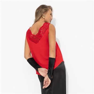 Топ комбинированное с кружевом, Момент откровения (цвет страсти)