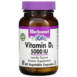 Bluebonnet Nutrition, Vitamin D3, 5,000 IU, 60 Vegetable Capsules