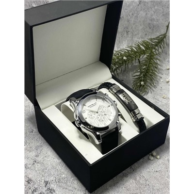 Подарочный набор для мужчины часы и браслет + коробка #22862674