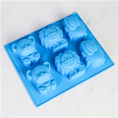 Форма для выпечки 6 ячеек силиконовая Зверята / HL-108 /уп 200/ 0,13/ 23.5*20*4