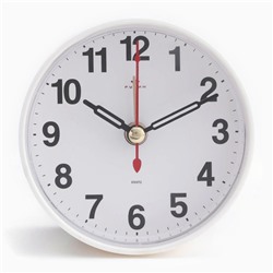 Будильник-часы настольные «Классика», 8×8 см, от батарейки АА, белый