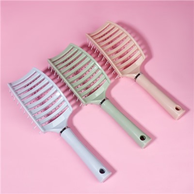 Расчёска массажная, широкая, вентилируемая, 7.3×25.3(±1) см, МИКС