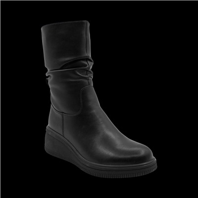 Сапоги из натуральной кожи на меху РМ-061-1 черные