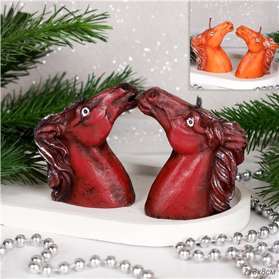 Свеча 2 штуки Лошадь 8 см / M-166AB /уп 96/Символ года 2026