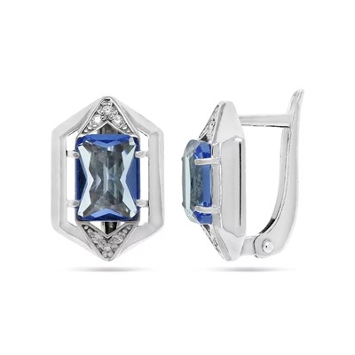 Серьги из серебра танзанит выращ., СПН4112