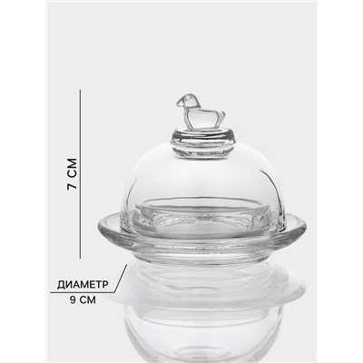 Икорница «Купол», 40 мл, 9×7 см, с крышкой, стекло, прозрачная