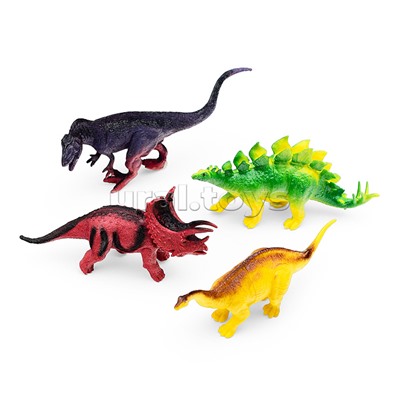 Игрушка пластизоль "Динозавры" 4 шт./пакет, хеддер Рассказы о животных