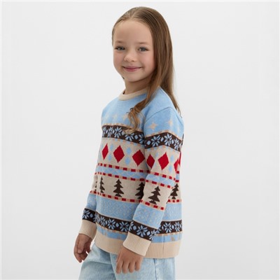 Свитер вязаный новогодний детский KAFTAN Scandinavia, размер 32 (110-116 см), голубой