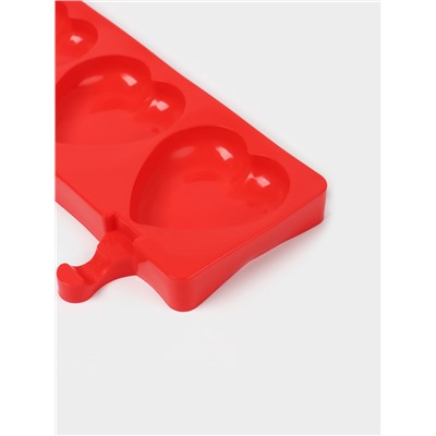 Форма для мороженого «Сердца», силикон, 37×15×2.5 см, 4 ячейки (9.2×8.4 см), МИКС