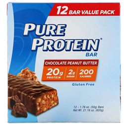 Pure Protein, Pure Protein Bar, Chocolate Peanut Butter, 12 bars, 1.76 oz (50 g) Each