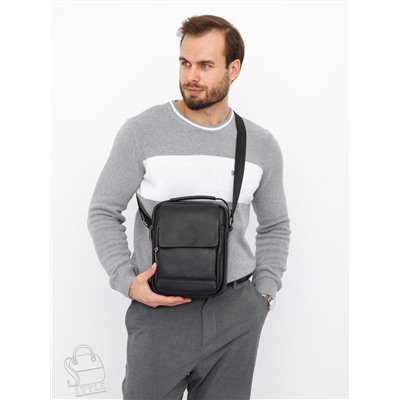 Сумка мужская кожаная 9747H black Heanbag в Новосибирске