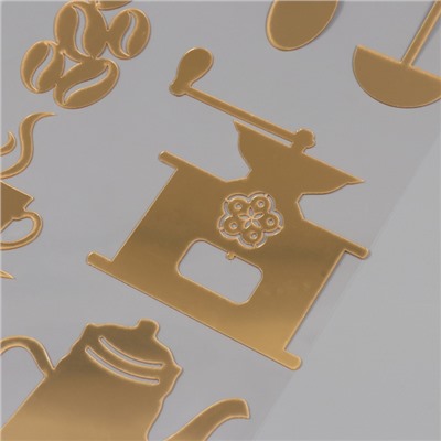 Наклейка интерьерная «Кофейное утро», золотистый, 70×30 см