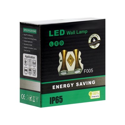 УЦЕНКА Светильник фасадный «Глосс», FSD-046, 4 Вт, 3000К, 2 луча, IP65, 220 В, пластик, черный 100