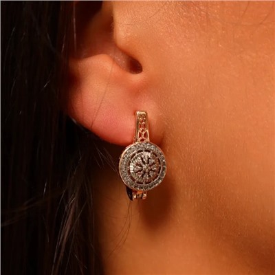 Серьги ювелирная бижутерия коллекция "Дубай" покрытие позолота, вставка: фианиты, цвет: прозрачный, арт.313.374