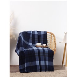 Плед флисовый «Экономь и Я. Клетка», синий, 150×130 см, флис 160 г/м²