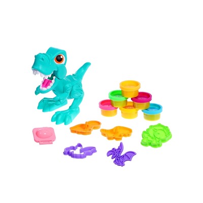 Набор для игры с мягким пластилином «Диномир», 6 баночек с массой для лепки, 5 форм