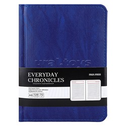 Ежедневник А6, 128л. недатир. "EVERYDAY CHRONICLES - BLUE" кожзам (синий)