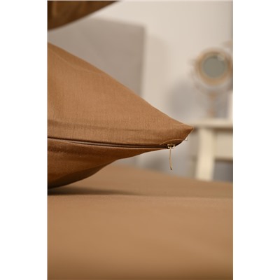 КПБ поплин Молочный шоколад с простыней на резинке