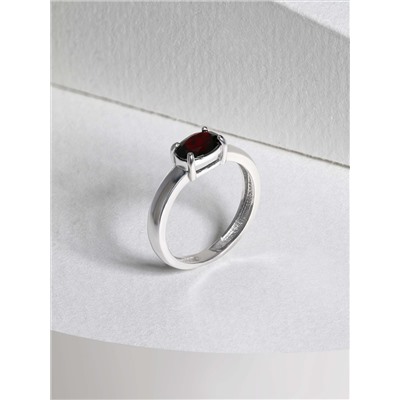 Кольцо из серебра с гранатом родированное К-0103-52-08